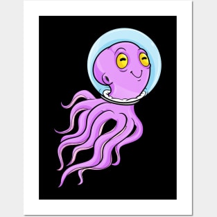 Octopus as Astronaut in Space Posters and Art